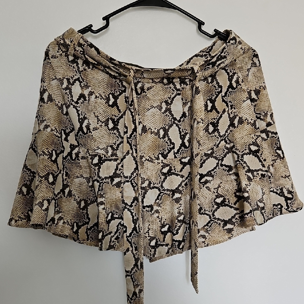 Zara Snake Print Skirt with Tie Detail
